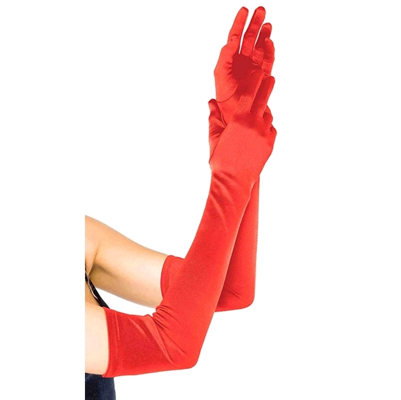 Black or White Long Satin Gloves - Picture 3 of 8